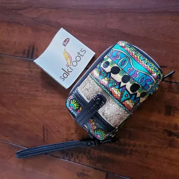 Sakroots Bi-Fold Wallet Zip Round Colorful Art Pattern Design - Picture 3 of 8